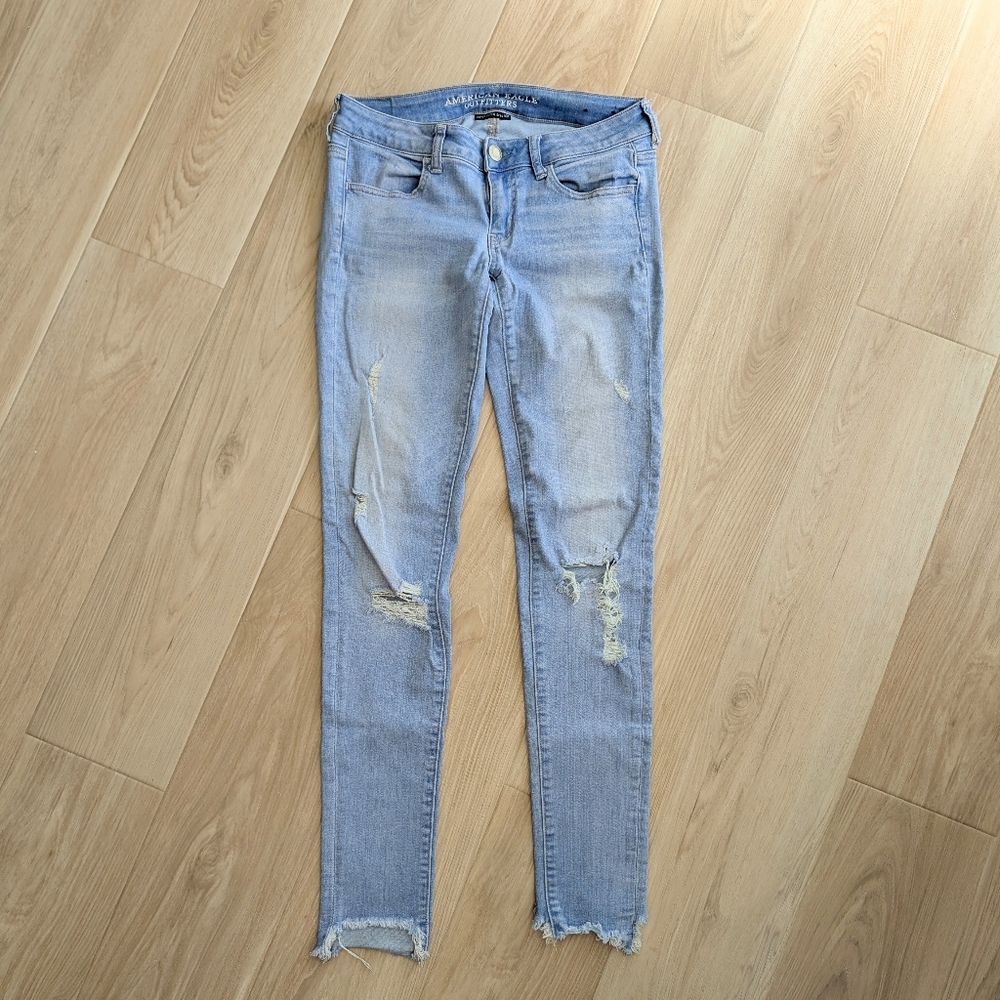 EUC American Eagle Super Low Jegging 8 X-long 8 XL 8XL Light Stretch Skinny Jean